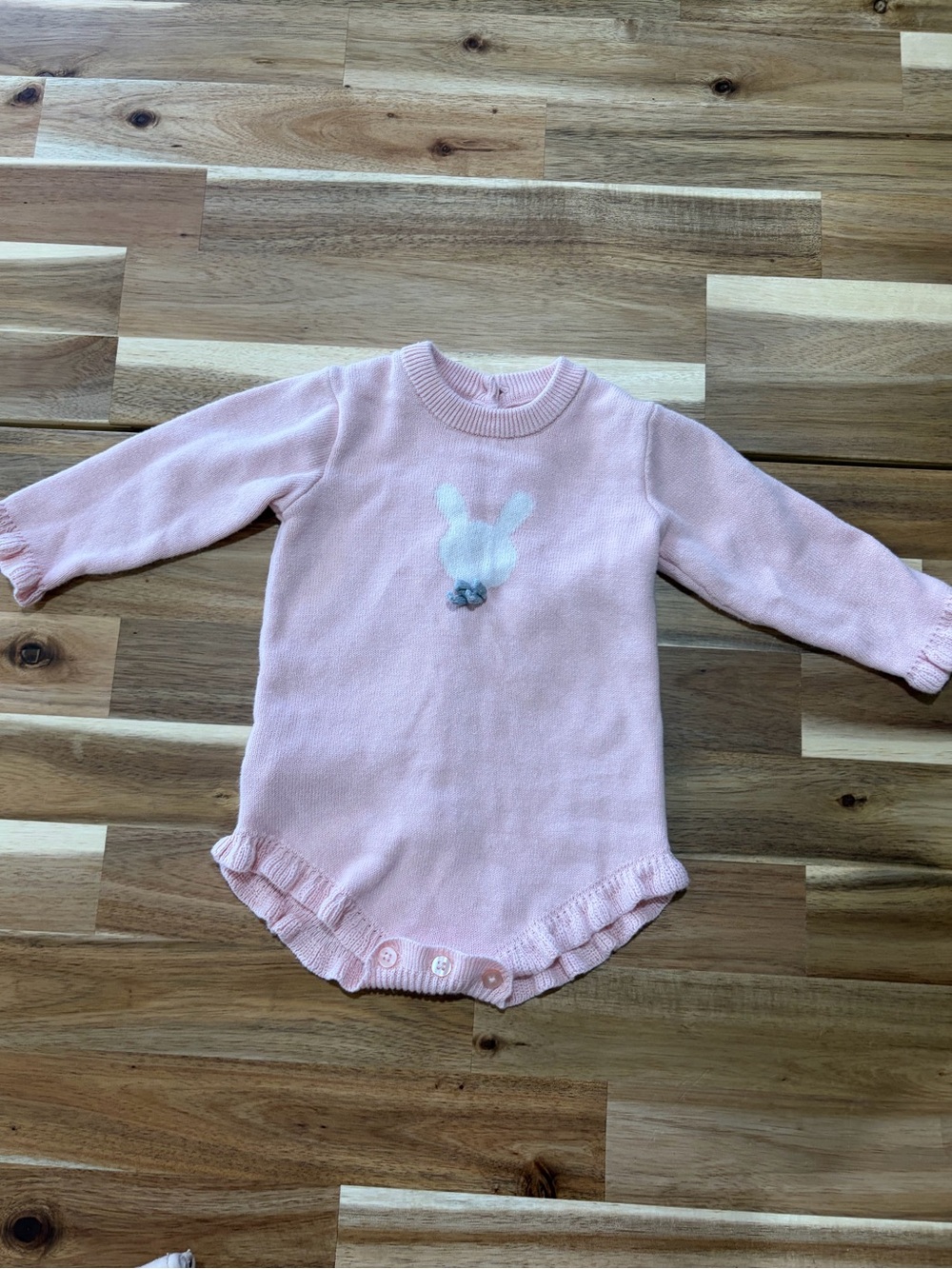 Mayoral Pink Knit Baby Onesie with Bunny Detail